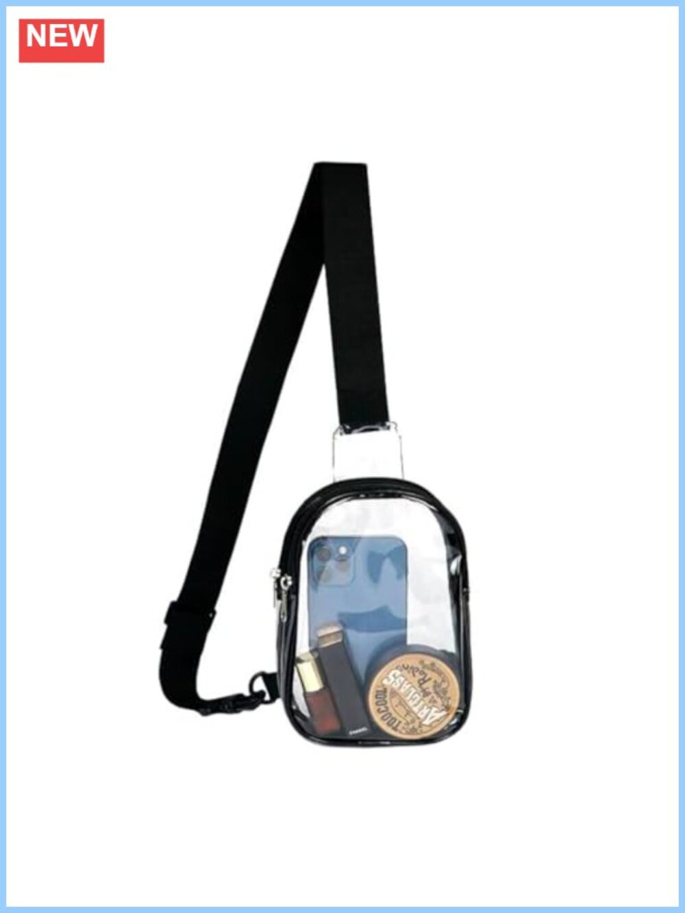 Clear Stadium Approved Crossbody Sling Bag Water-Resistant PVC Adjustable Strap